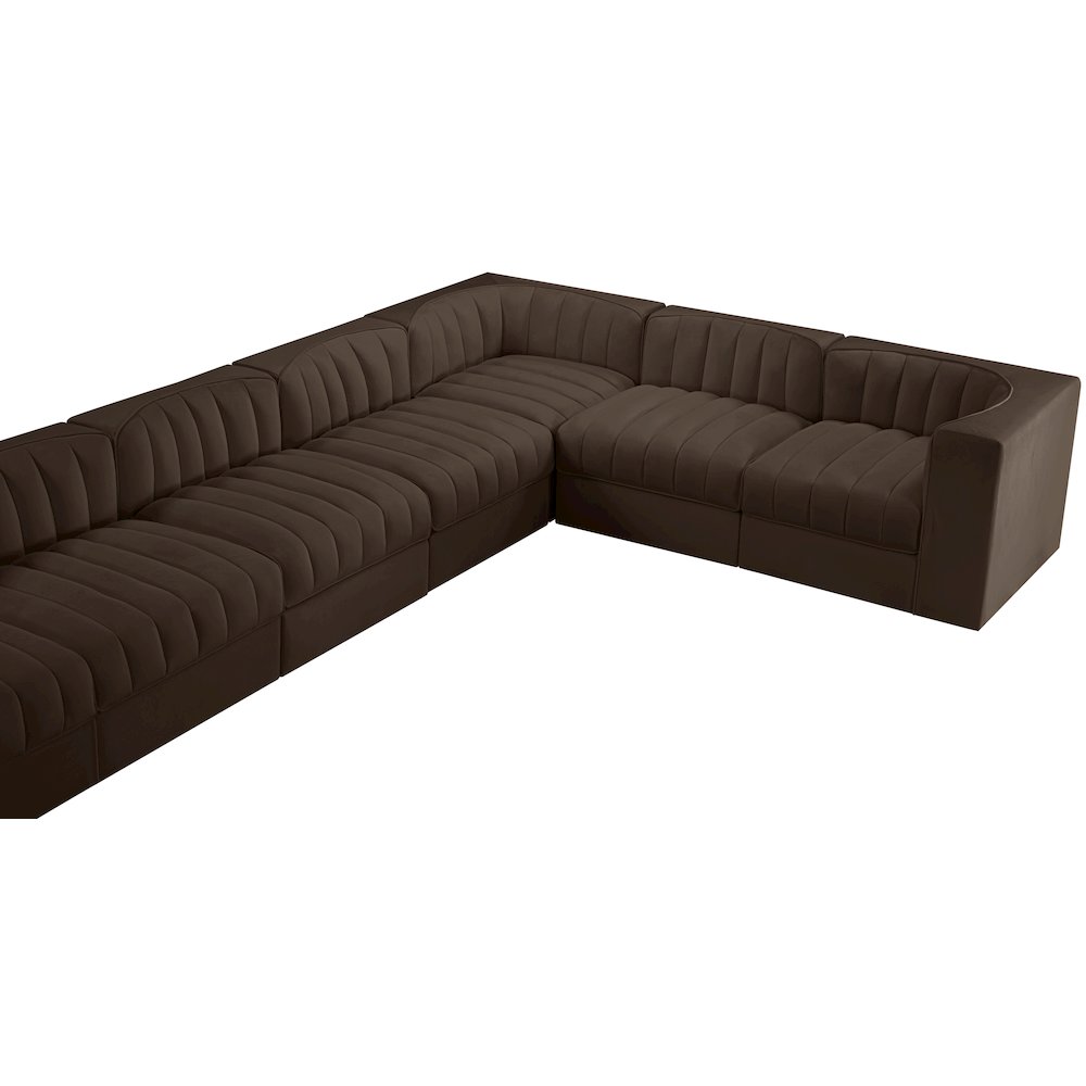 Rummi Brown Velvet Performance Fabric Upholstered 10pc. Modular Sectional