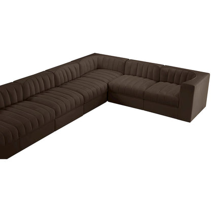 Rummi Brown Velvet Performance Fabric Upholstered 10pc. Modular Sectional