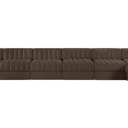 Rummi Brown Velvet Performance Fabric Upholstered 10pc. Modular Sectional