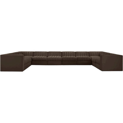 Rummi Brown Velvet Performance Fabric Upholstered 10pc. Modular Sectional