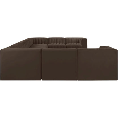 Rummi Brown Velvet Performance Fabric Upholstered 10pc. Modular Sectional