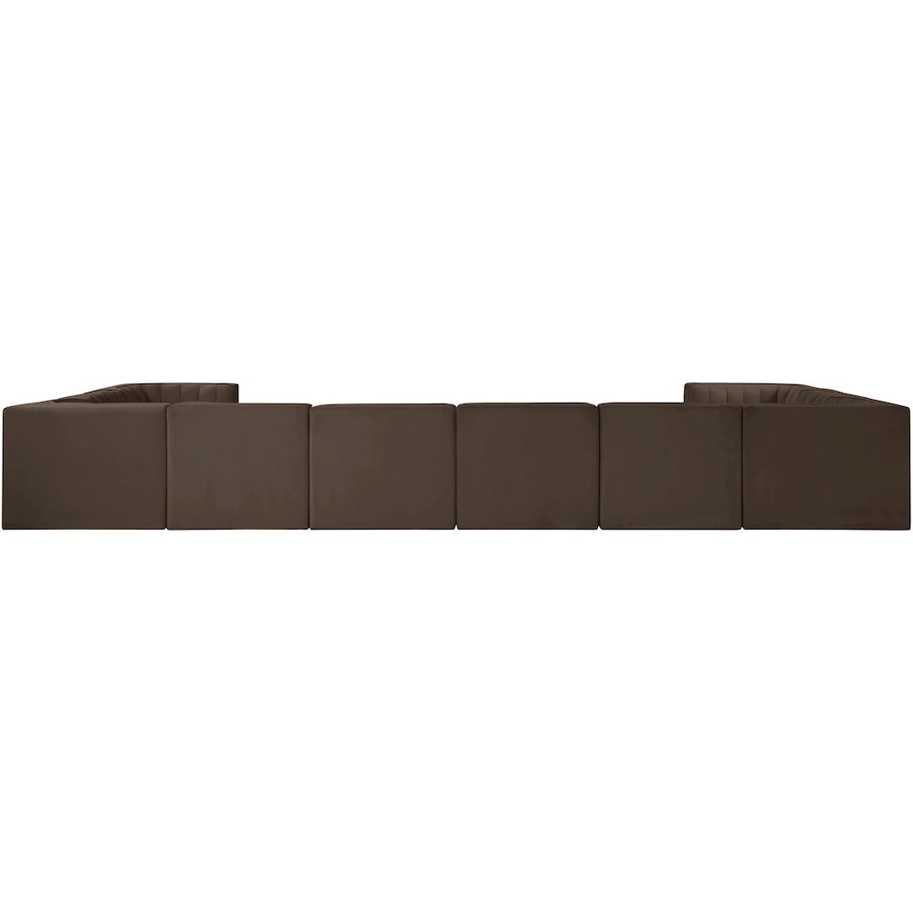 Rummi Brown Velvet Performance Fabric Upholstered 10pc. Modular Sectional