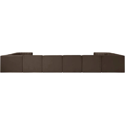 Rummi Brown Velvet Performance Fabric Upholstered 10pc. Modular Sectional