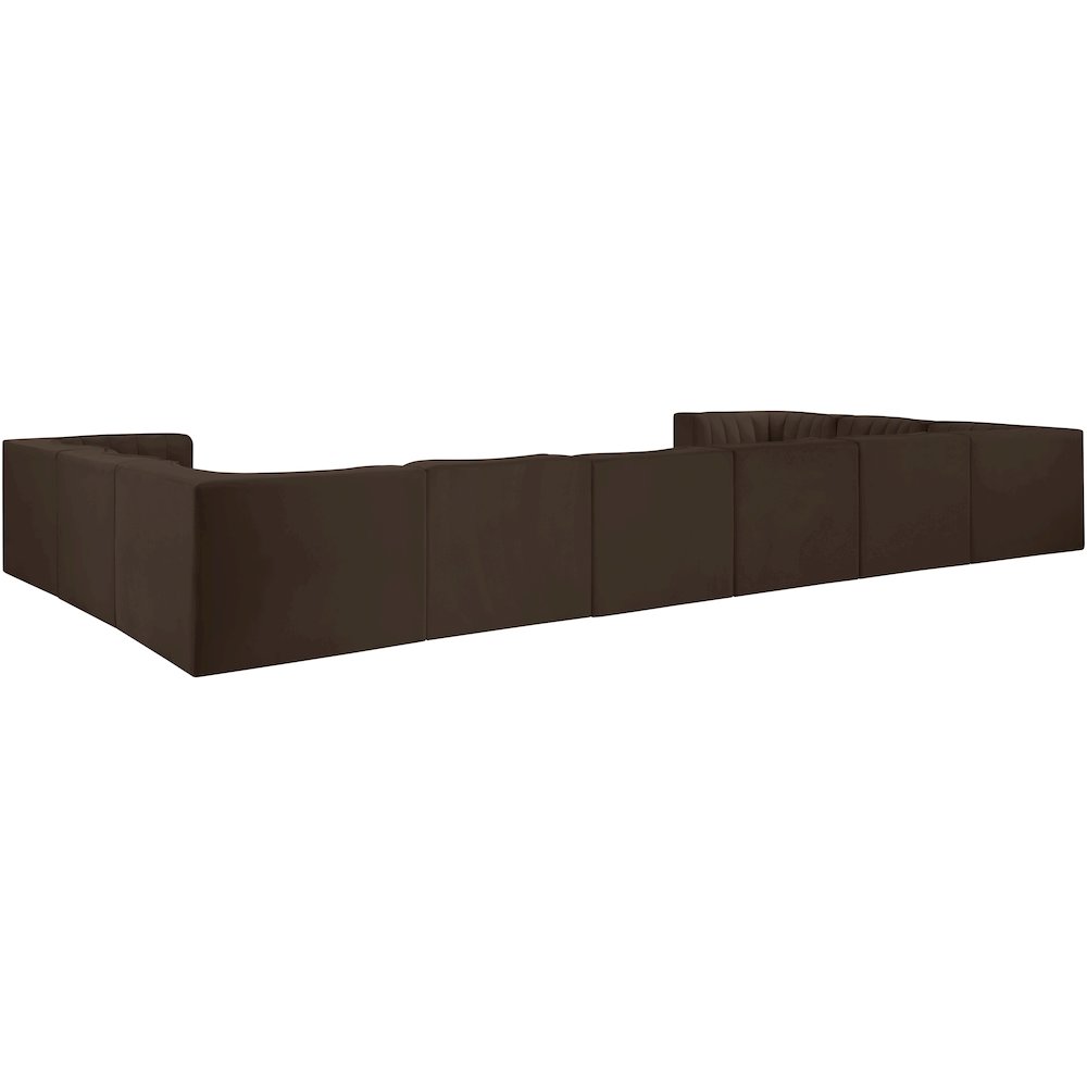 Rummi Brown Velvet Performance Fabric Upholstered 10pc. Modular Sectional