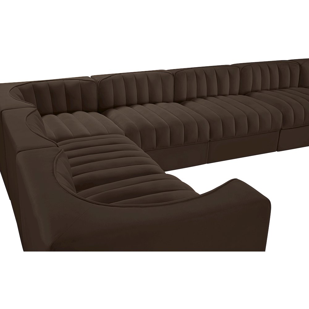 Rummi Brown Velvet Performance Fabric Upholstered 10pc. Modular Sectional