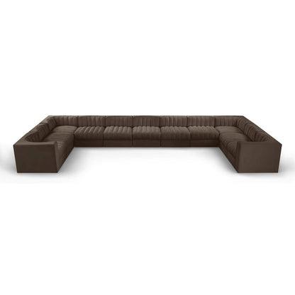 Rummi Brown Velvet Performance Fabric Upholstered 11pc. Modular Sectional