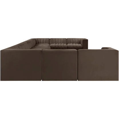 Rummi Brown Velvet Performance Fabric Upholstered 11pc. Modular Sectional