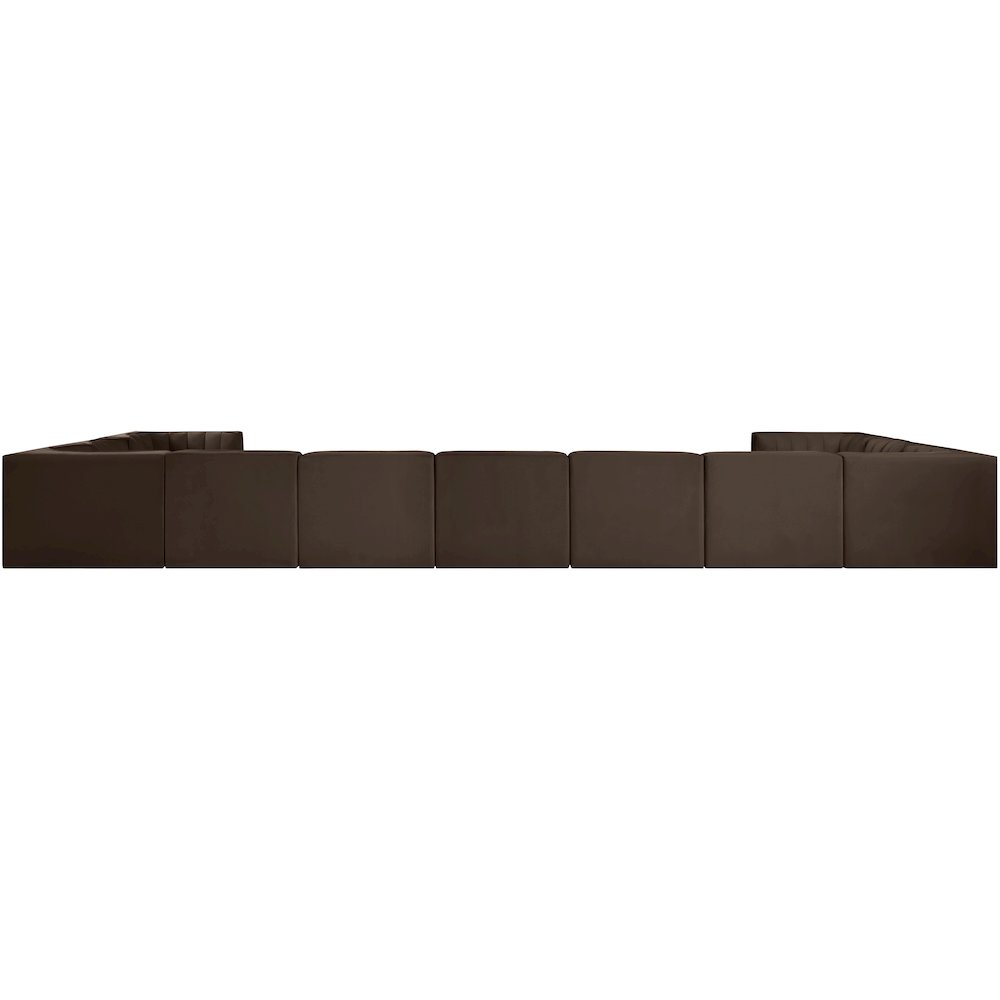 Rummi Brown Velvet Performance Fabric Upholstered 11pc. Modular Sectional