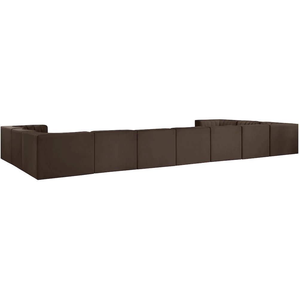 Rummi Brown Velvet Performance Fabric Upholstered 11pc. Modular Sectional