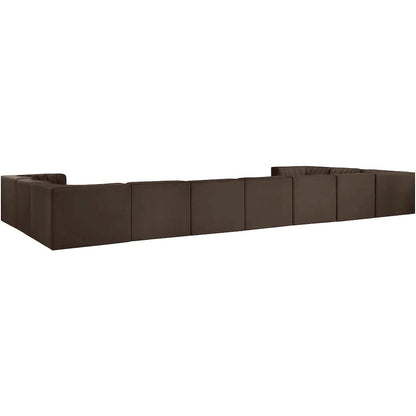 Rummi Brown Velvet Performance Fabric Upholstered 11pc. Modular Sectional