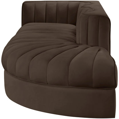 Rummi Brown Velvet Performance Fabric Upholstered 3pc. Modular Sectional