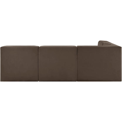 Rummi Brown Velvet Performance Fabric Upholstered 4pc. Modular Sectional