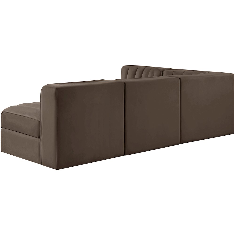 Rummi Brown Velvet Performance Fabric Upholstered 4pc. Modular Sectional