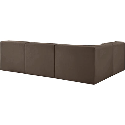 Rummi Brown Velvet Performance Fabric Upholstered 4pc. Modular Sectional