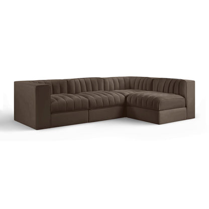 Rummi Brown Velvet Performance Fabric Upholstered 4pc. Modular Sectional
