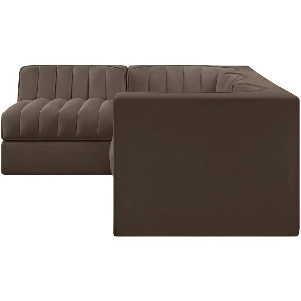 Rummi Brown Velvet Performance Fabric Upholstered 4pc. Modular Sectional