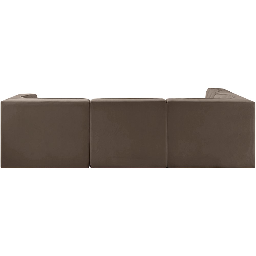 Rummi Brown Velvet Performance Fabric Upholstered 4pc. Modular Sectional