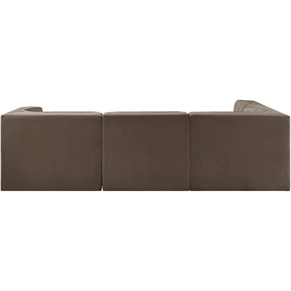 Rummi Brown Velvet Performance Fabric Upholstered 4pc. Modular Sectional