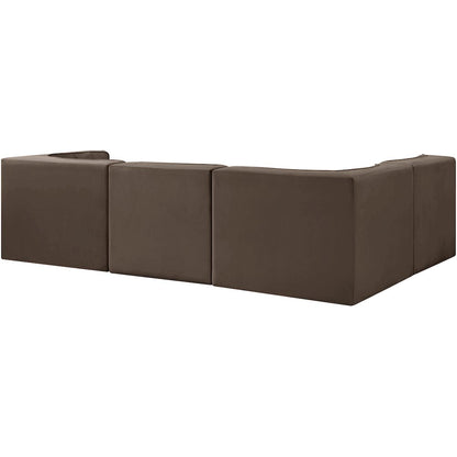 Rummi Brown Velvet Performance Fabric Upholstered 4pc. Modular Sectional