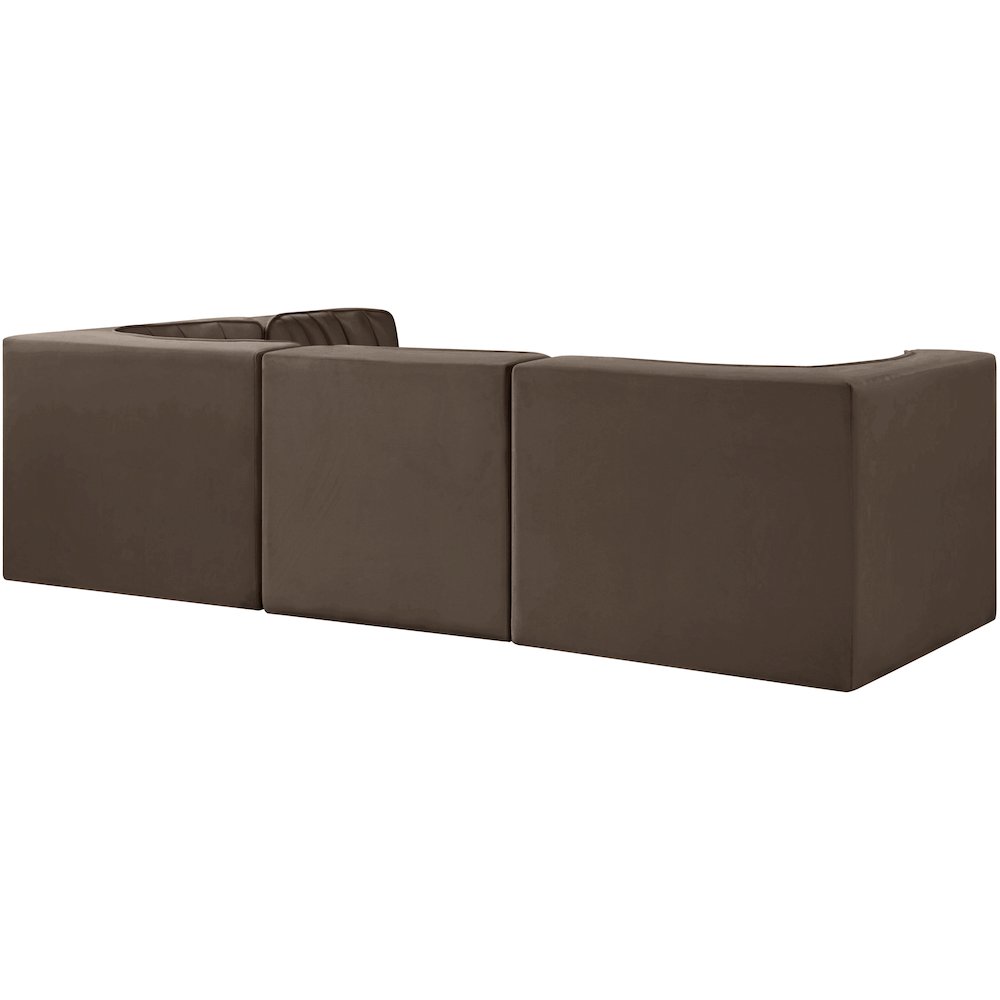 Rummi Brown Velvet Performance Fabric Upholstered 4pc. Modular Sectional