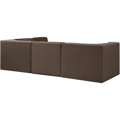 Rummi Brown Velvet Performance Fabric Upholstered 4pc. Modular Sectional