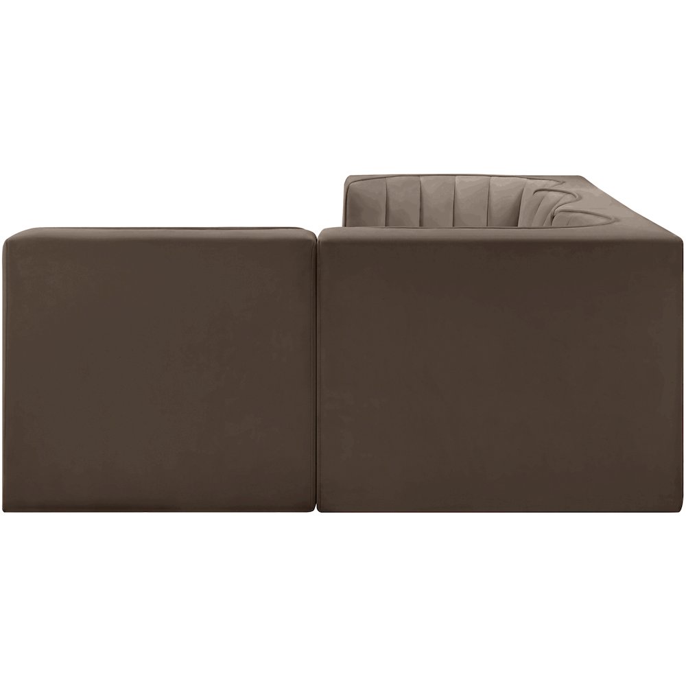 Rummi Brown Velvet Performance Fabric Upholstered 4pc. Modular Sectional