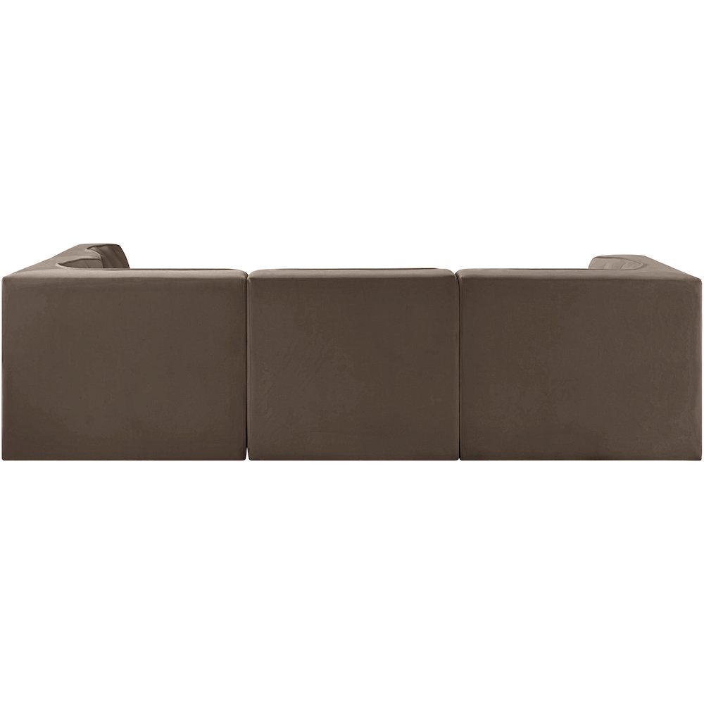 Rummi Brown Velvet Performance Fabric Upholstered 4pc. Modular Sectional