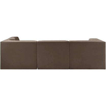 Rummi Brown Velvet Performance Fabric Upholstered 4pc. Modular Sectional