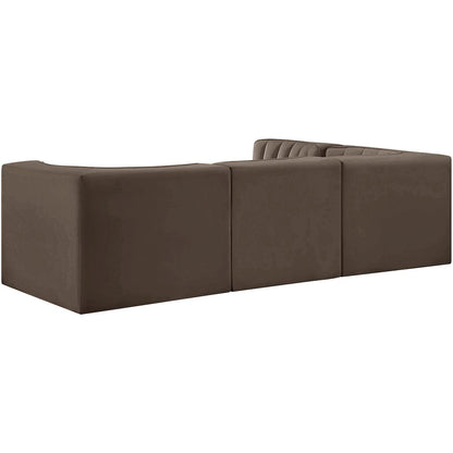 Rummi Brown Velvet Performance Fabric Upholstered 4pc. Modular Sectional