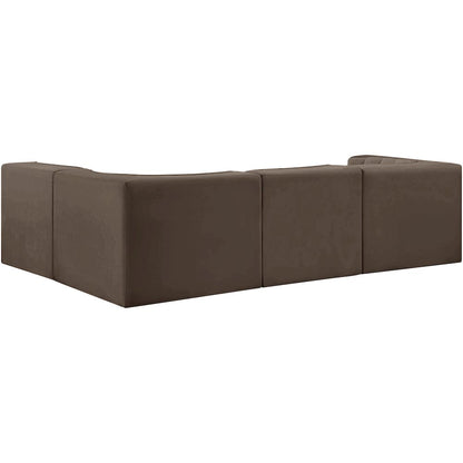 Rummi Brown Velvet Performance Fabric Upholstered 4pc. Modular Sectional
