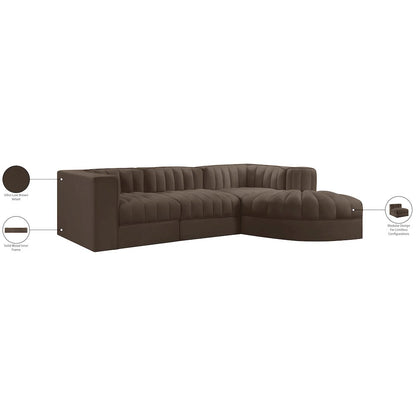 Rummi Brown Velvet Performance Fabric Upholstered 4pc. Modular Sectional