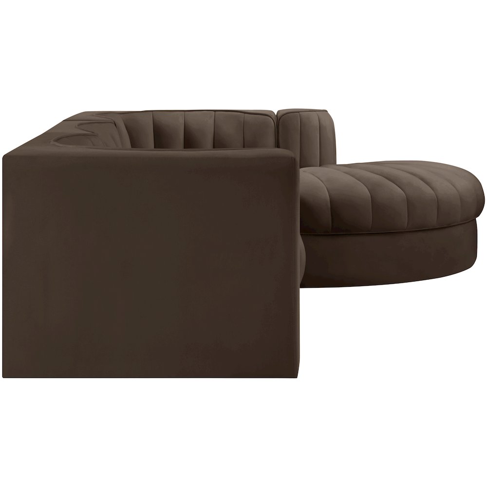 Rummi Brown Velvet Performance Fabric Upholstered 4pc. Modular Sectional