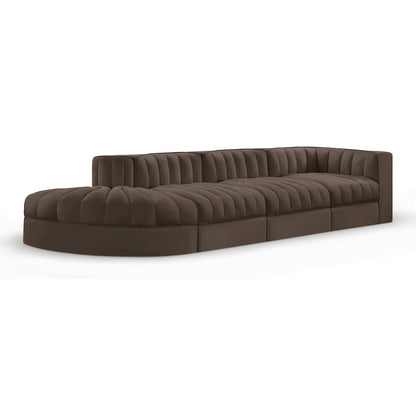 Rummi Brown Velvet Performance Fabric Upholstered 4pc. Modular Sectional