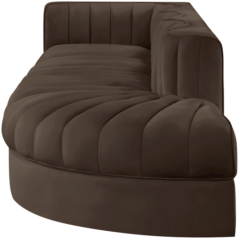 Rummi Brown Velvet Performance Fabric Upholstered 4pc. Modular Sectional