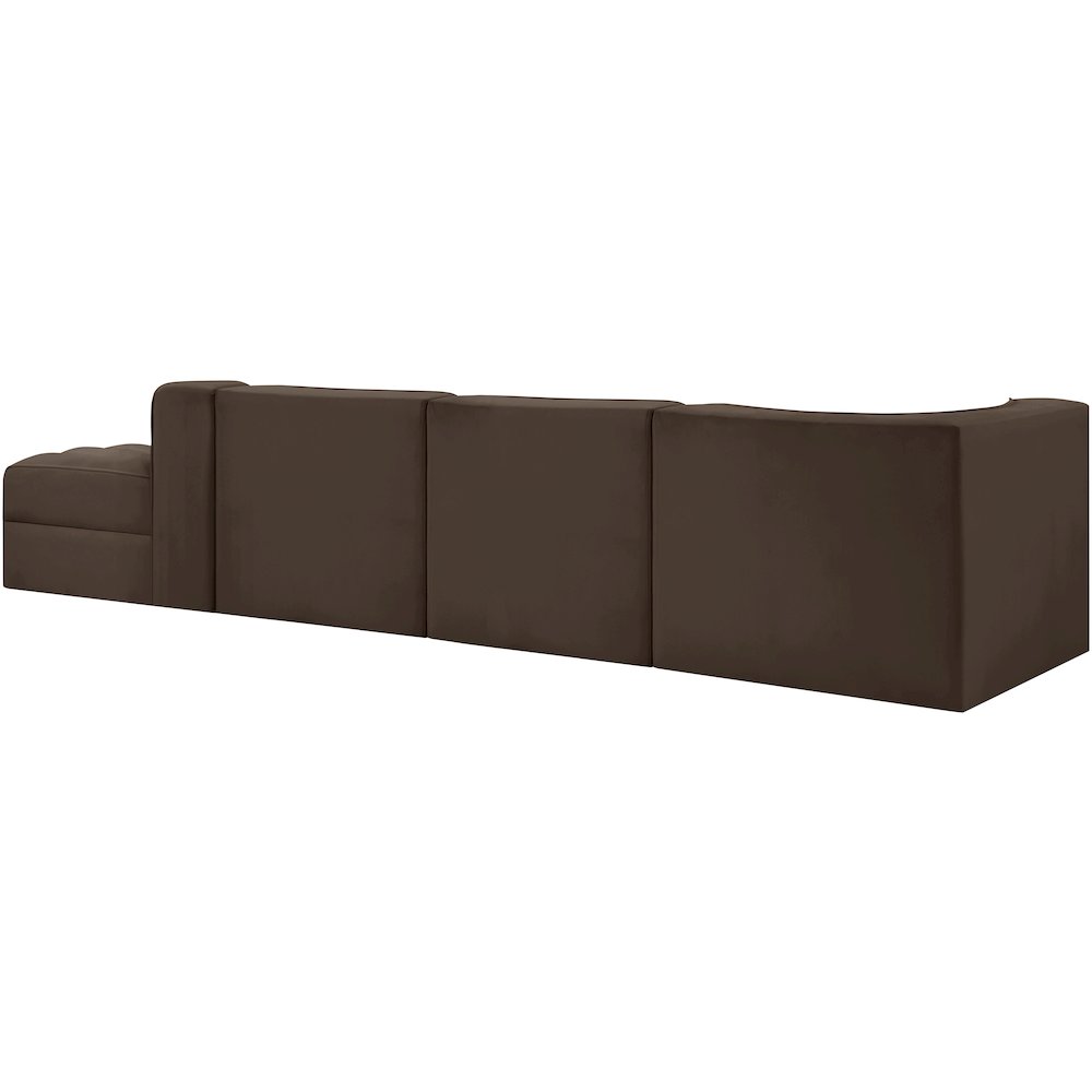 Rummi Brown Velvet Performance Fabric Upholstered 4pc. Modular Sectional