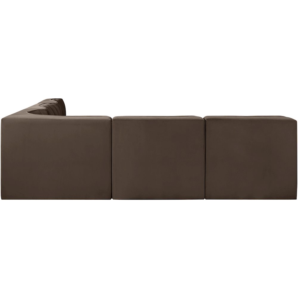 Rummi Brown Velvet Performance Fabric Upholstered 5pc. Modular Sectional