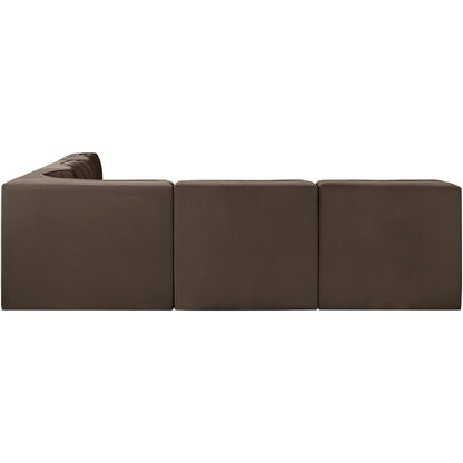 Rummi Brown Velvet Performance Fabric Upholstered 5pc. Modular Sectional