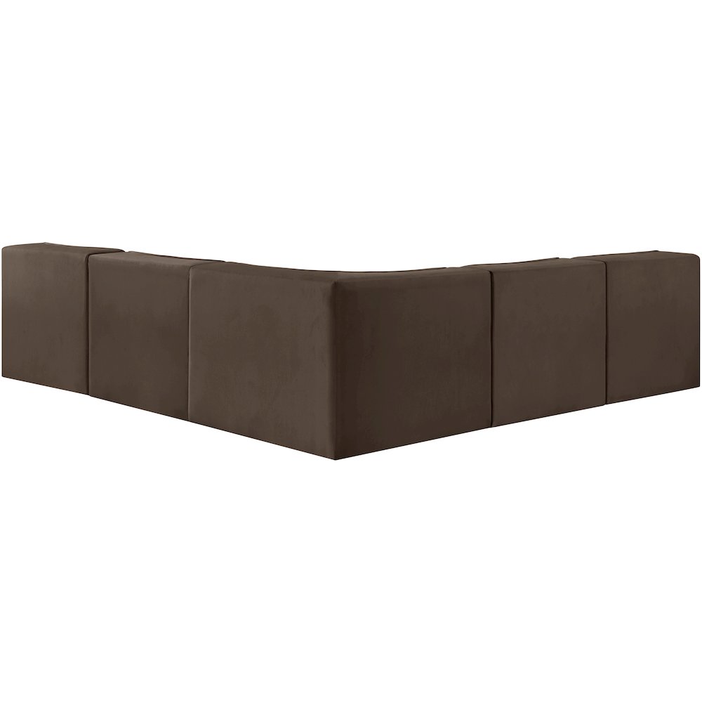 Rummi Brown Velvet Performance Fabric Upholstered 5pc. Modular Sectional