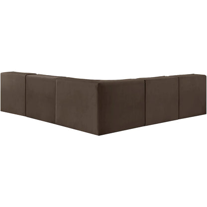 Rummi Brown Velvet Performance Fabric Upholstered 5pc. Modular Sectional