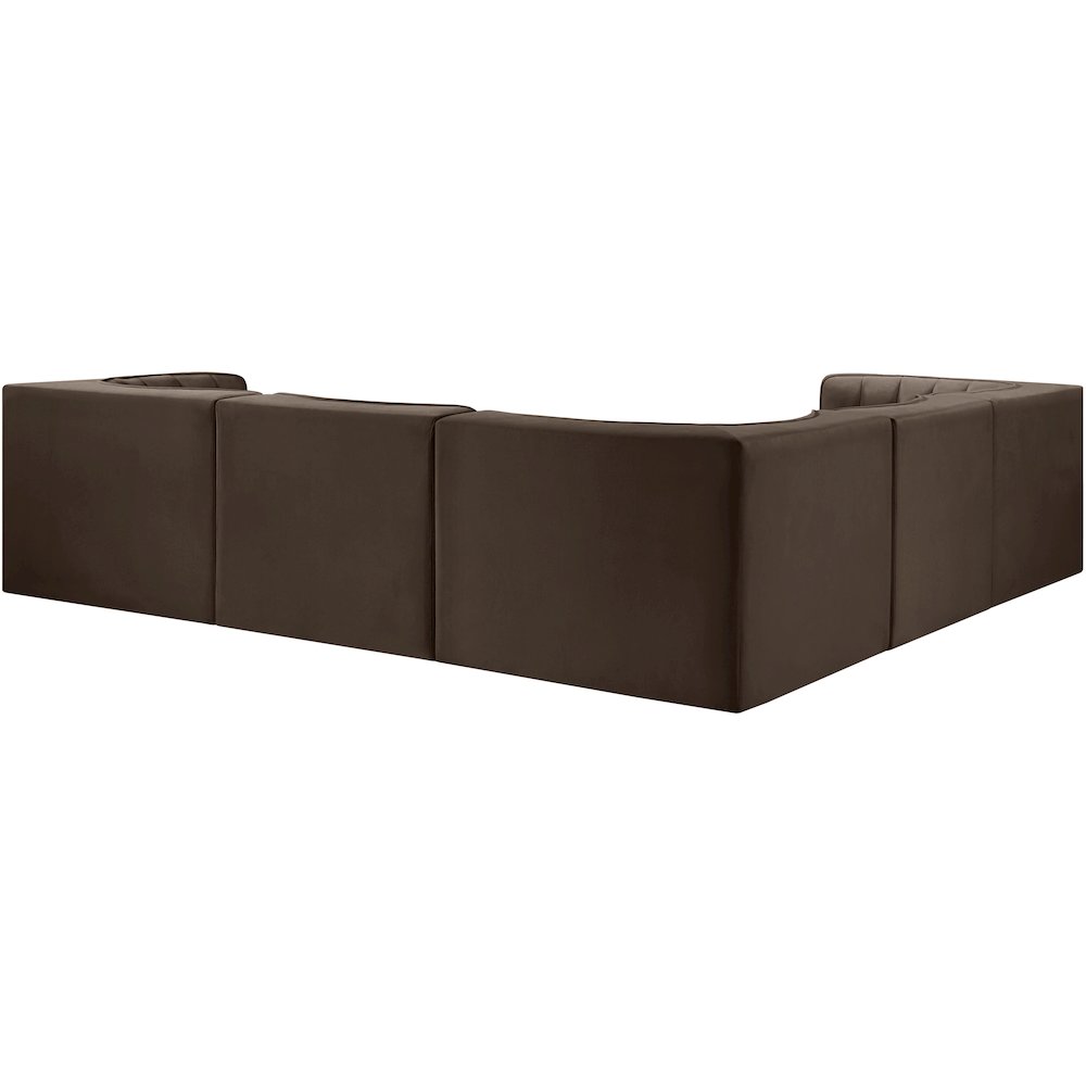 Rummi Brown Velvet Performance Fabric Upholstered 5pc. Modular Sectional