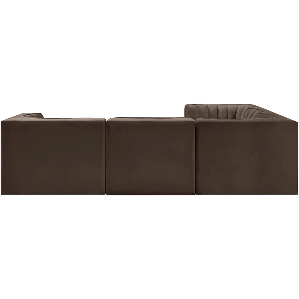 Rummi Brown Velvet Performance Fabric Upholstered 5pc. Modular Sectional