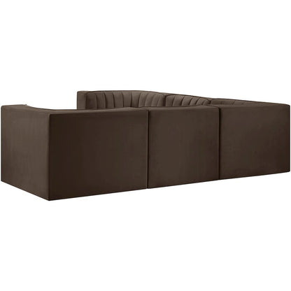 Rummi Brown Velvet Performance Fabric Upholstered 5pc. Modular Sectional