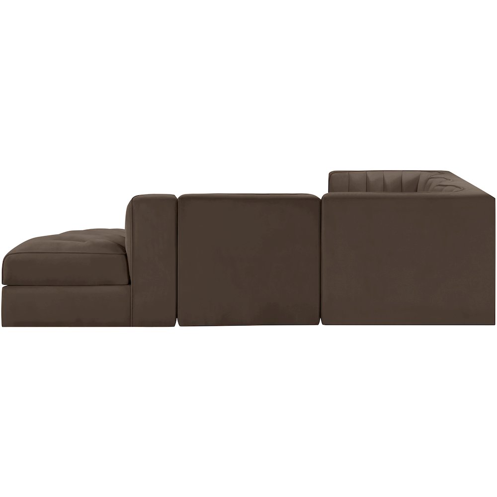Rummi Brown Velvet Performance Fabric Upholstered 5pc. Modular Sectional