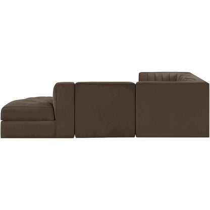 Rummi Brown Velvet Performance Fabric Upholstered 5pc. Modular Sectional