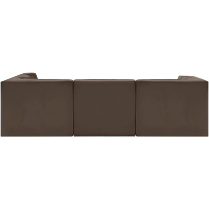 Rummi Brown Velvet Performance Fabric Upholstered 5pc. Modular Sectional