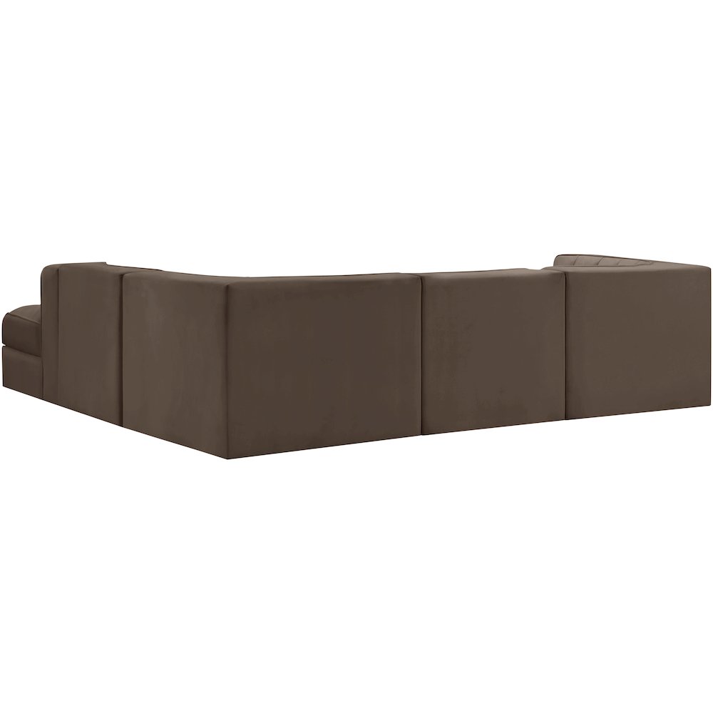 Rummi Brown Velvet Performance Fabric Upholstered 5pc. Modular Sectional
