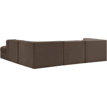 Rummi Brown Velvet Performance Fabric Upholstered 5pc. Modular Sectional
