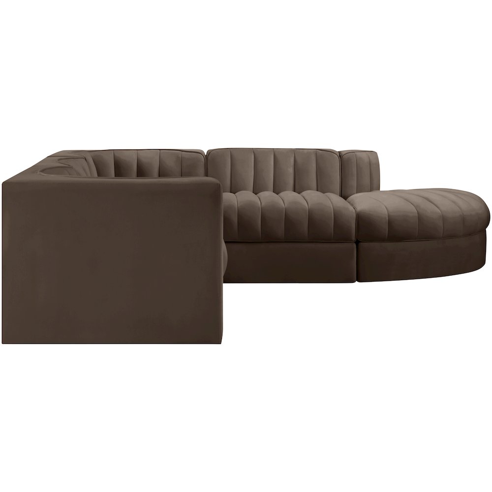 Rummi Brown Velvet Performance Fabric Upholstered 5pc. Modular Sectional