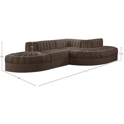 Rummi Brown Velvet Performance Fabric Upholstered 5pc. Modular Sectional