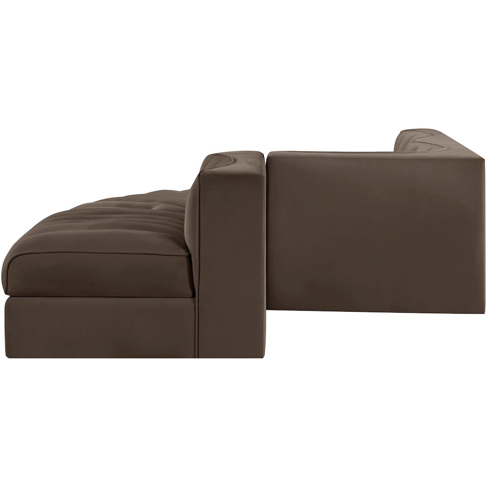 Rummi Brown Velvet Performance Fabric Upholstered 5pc. Modular Sectional